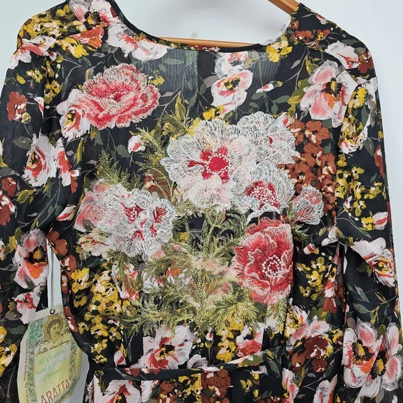Aratta Silent Journey Savannah Floral wrap Hi Low Dress Womens Size Small New!